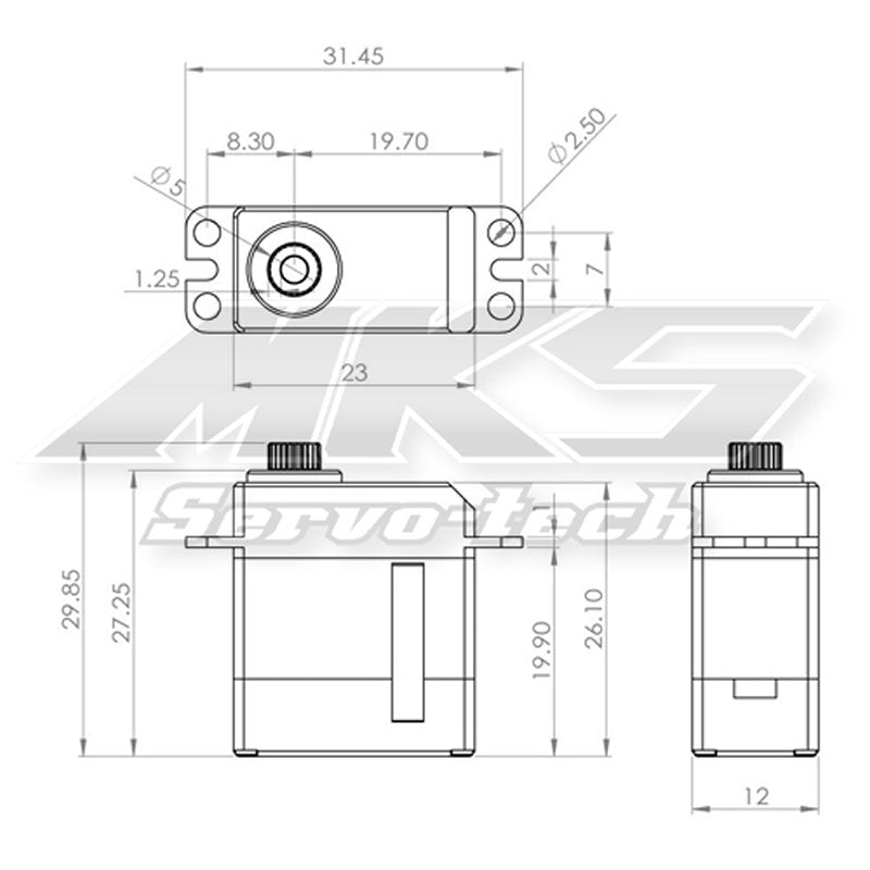 Servo MKS HV 6125 E, HV Digi-Servo, 23x12x28mm, MG, 2KL, # S0022004