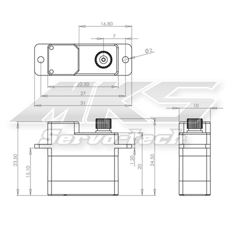 Servo MKS HV 6100 Digital, 22.5x10x23.5mm, 10g, 34Ncm@8.4V, # S0022005