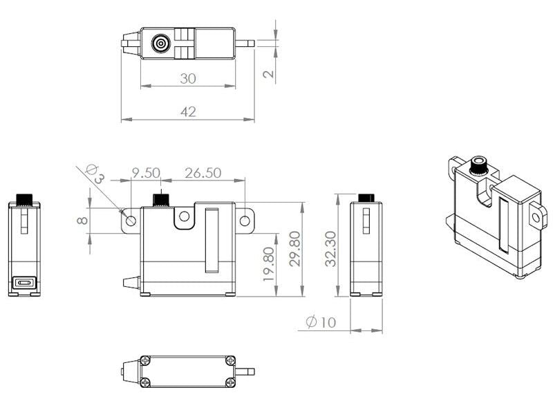 Servo MKS HV 6130, 30x10x29.8 mm, MG, 3 KL, # S0022009