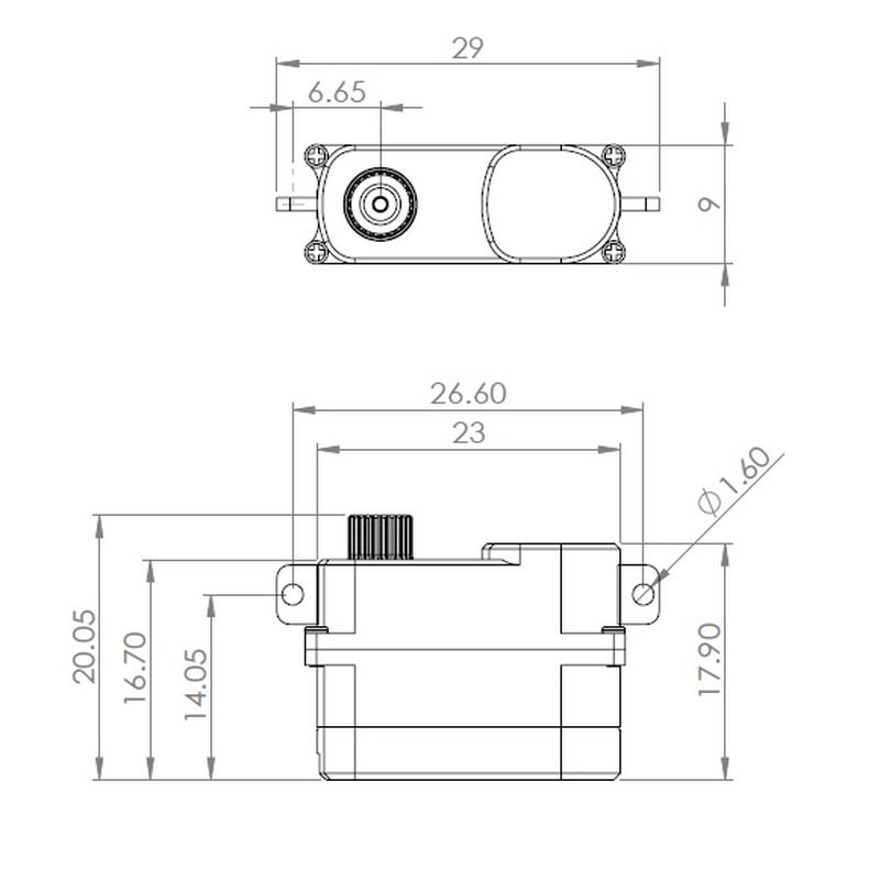 Servo MKS HV 75-R (flat mounting), 23x9x16.7 mm, 7.5g, MG, BB, # S0022013