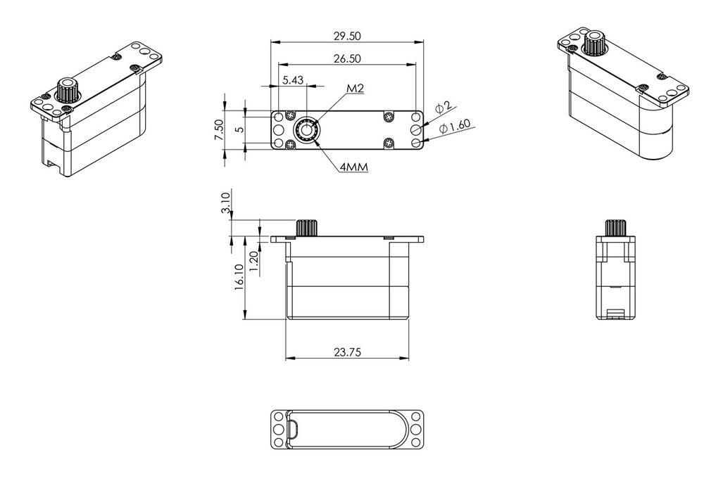 Servo MKS HS 75H Digital, 23.75x7.5x16.1 mm, 7.9gr., MG, # S0022020