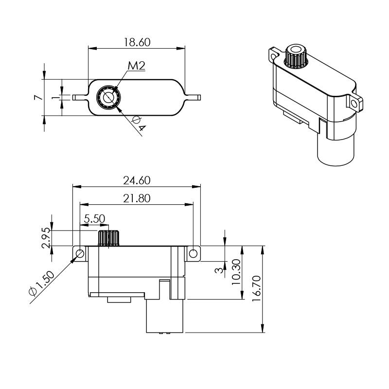Servo MKS HV 70 Digital, 18.6x7x16.7 mm, 5.4gr., MG, # S0022021
