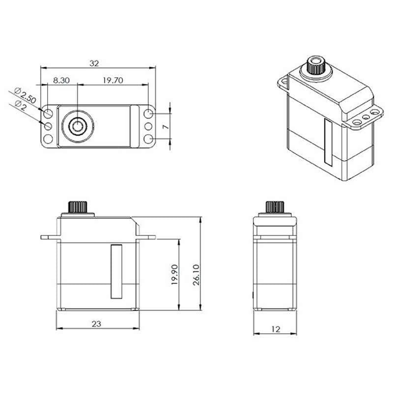Servo MKS HV 93, Digi-Servo, 23x12x28mm, MG, 2 KL, # S0025001