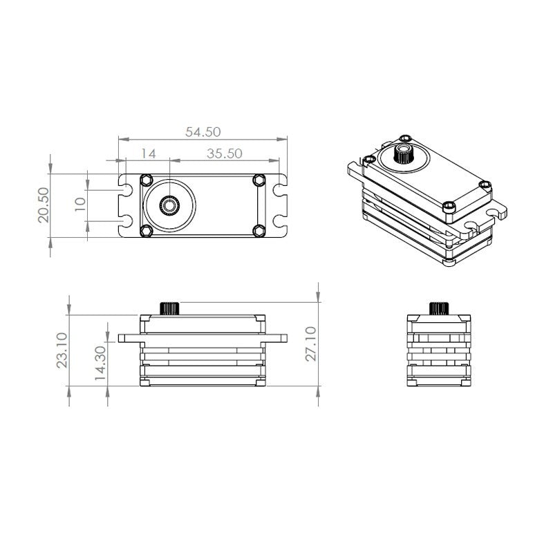 Servo MKS HBL 575 SL HV, brushless, 40x20x23mm, MG, 2 KL, # S0026003