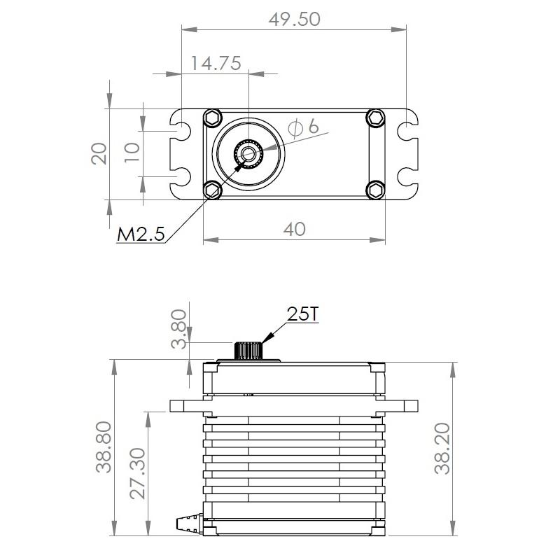 Servo MKS HBL 550 HV, Digital, X5 Series, 40x20x38.8 mm, MG, 2BB, # S0026004