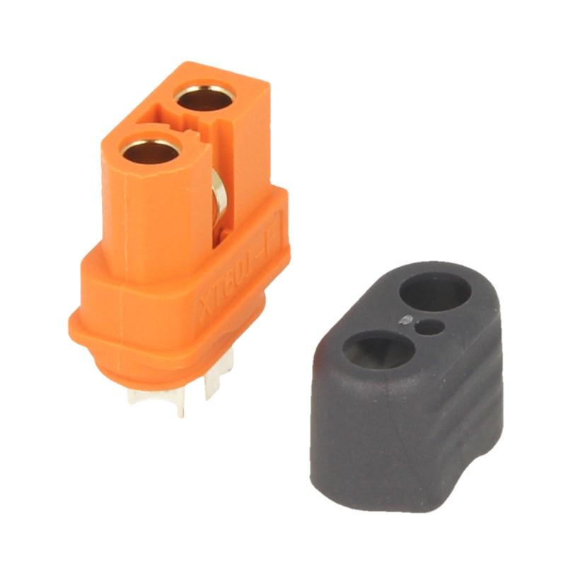 XT60i Buchse orange, mit Schutzkappe und BattGo Pin, MTTEC # 1878