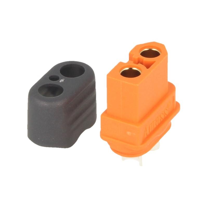 XT60i Buchse orange, mit Schutzkappe und BattGo Pin, MTTEC # 1878