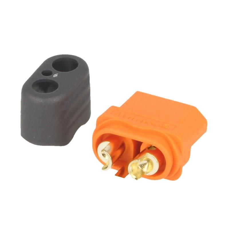 XT60i Buchse orange, mit Schutzkappe und BattGo Pin, MTTEC # 1878