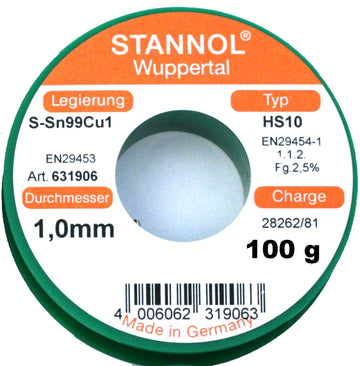 Solder wire ø1mm, 100g, SN99Cu1 (Lead-free), # 34102