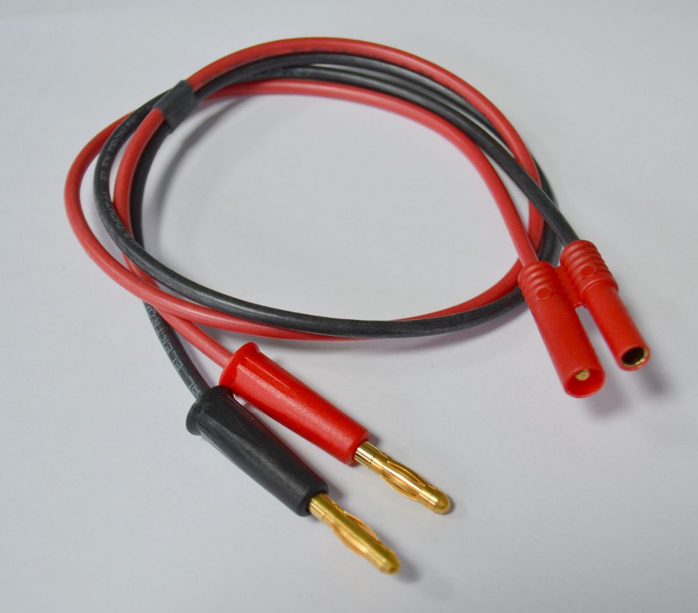 Ladekabel mit 4mm Hochstromstecker / -buchse (Stecker = +) 500 mm, # 56822