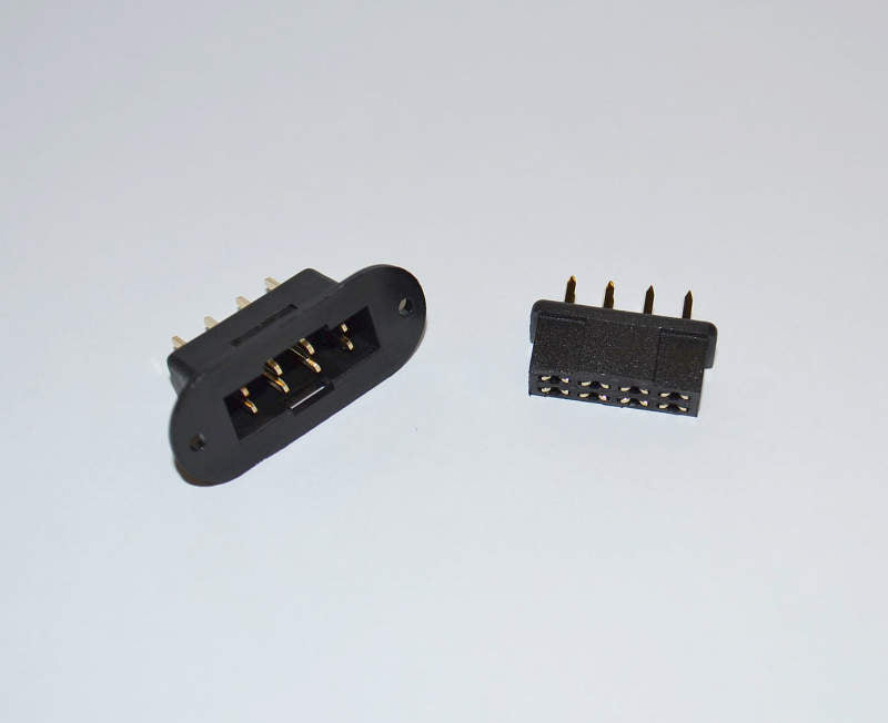 Servo connector black 8-pin, plug with frame/socket, # 71285