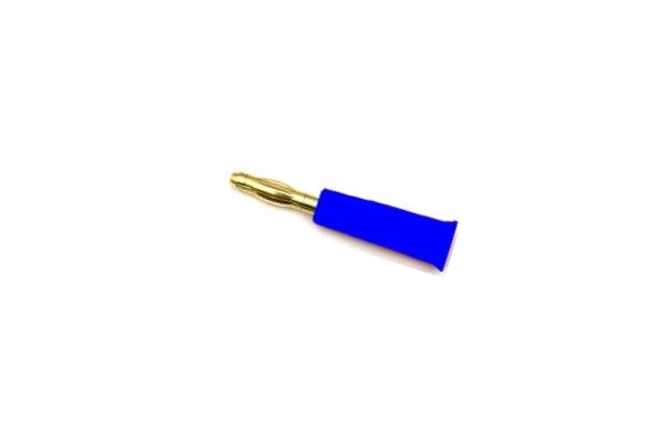 Bananen-Goldstecker 4mm, mit Lamellen und Gehäuse blau, # 71652