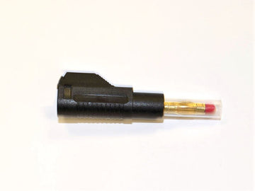 Bananenstecker, 4 mm, SCHWARZ, vergoldet, Lötanschluss, Sicherheitsschiebehülse