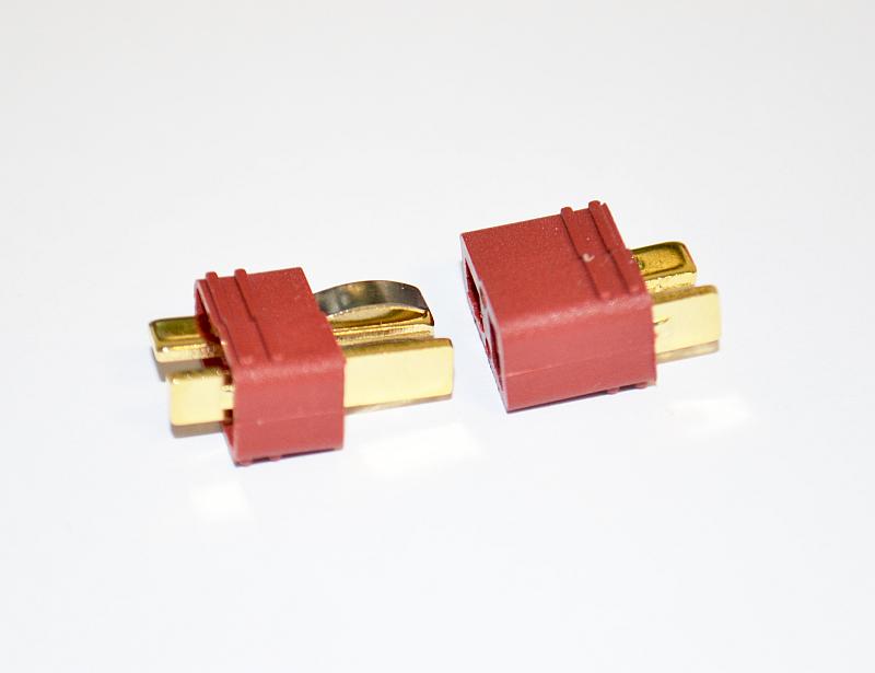 T-Steckverbinder 1 Stecker + 1 Buchse, 3sec. 50A / 2min 35A, (wie Deans)