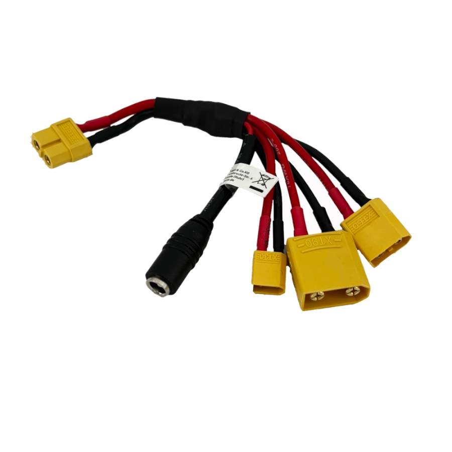 Mehrfachladekabel XT60 Buchse zu XT30, XT60 & XT90 Stecker und Rundstecker