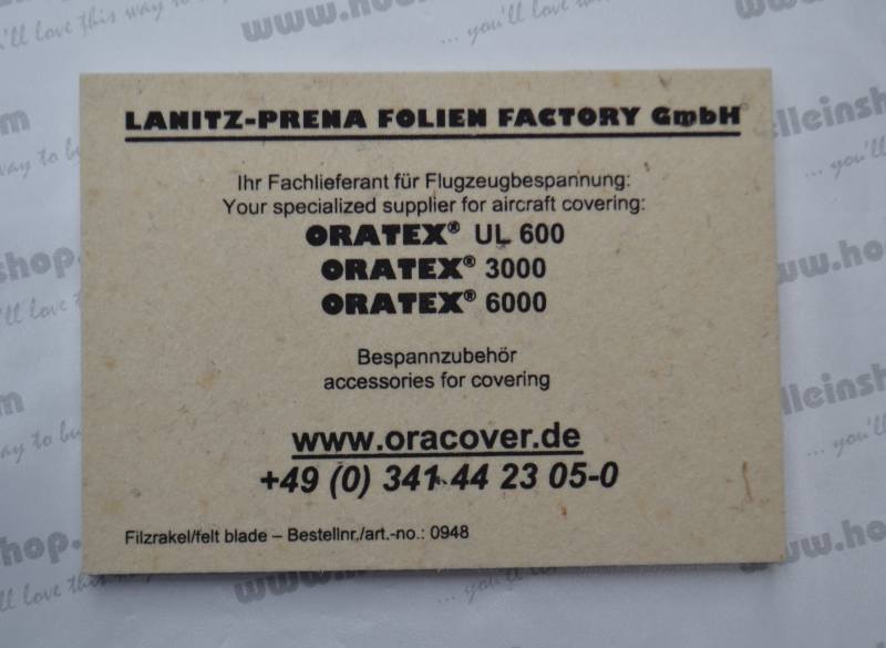 Felt squeegee for Oratex, 100x140mm, Lanitz-Prena # 0948