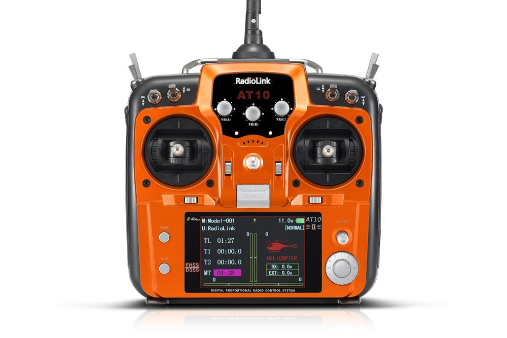 AT10II Transmitter with R12DS Receiver, RadioLink, 12-Channel RC Set 2.4 GHz FHSS/DSSS