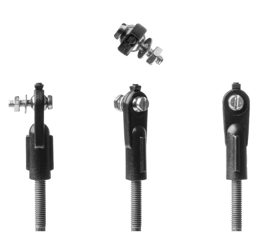 Nylon ball joint M3 with brass ball and steel push rod, 1 set