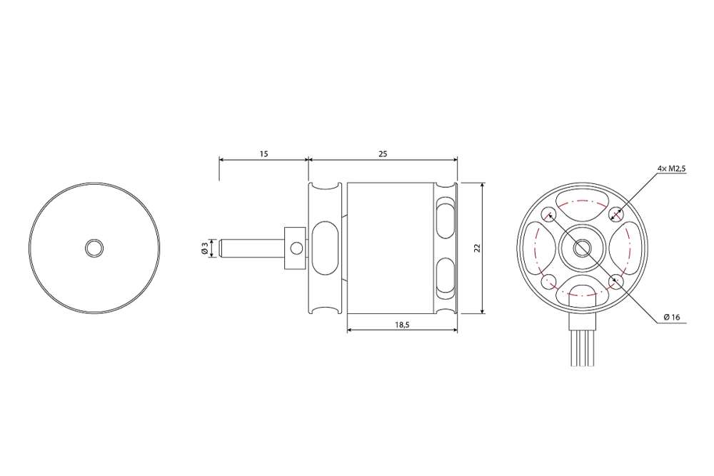 Kavan Brushless-Motor Pro 2225-1600 mit Ø3,00mm Welle # KAV30.2031