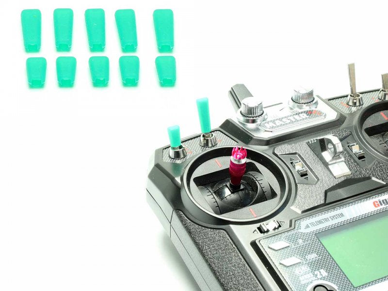 Switch stick ends COLOR GREEN, for all common RC transmitters (5x short, 5x long)