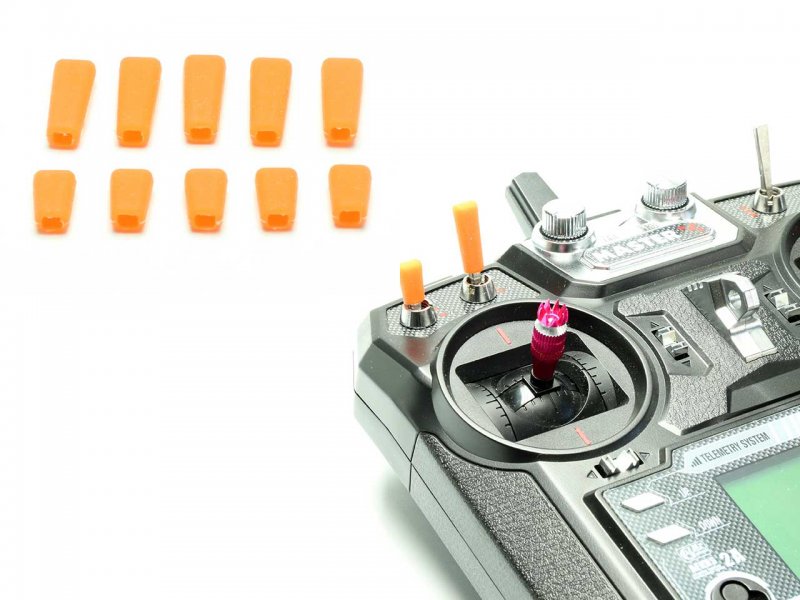 Switch Caps Color ORANGE, for all common RC transmitters (5x short, 5x long)
