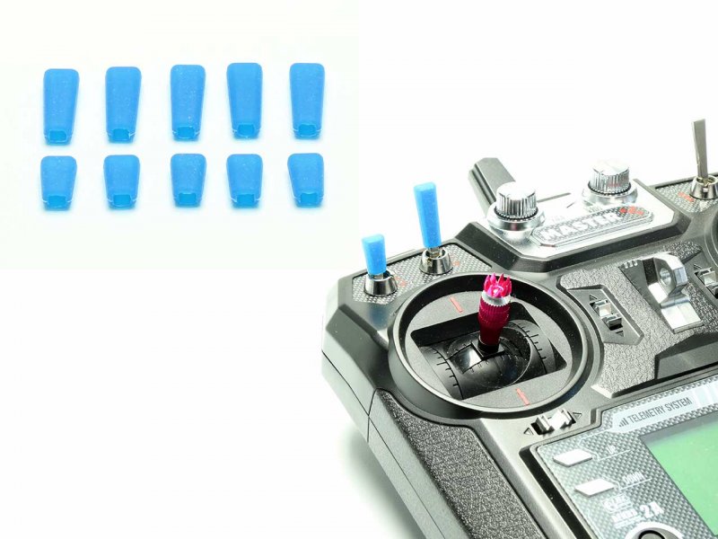 Switch Covers, Color BLUE, for all common RC Transmitters (5x short, 5x long)