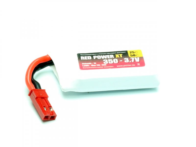 LiPo Battery Pichler Red Power XT 1S/350mAh, 3.7V, 25/50C, 37x20x8mm, 12g