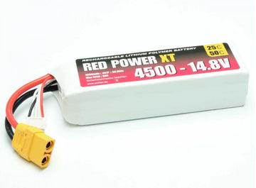 LiPo battery Red Power XT, 4S/4500mAh, 14.8V, 25/50C, 135x43x31mm, 405g, # 15434
