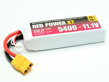 LiPo Battery Red Power XT, 3S/5400mAh, 1.11V, 25/50C, 130x43x27mm, 350g, # 15438