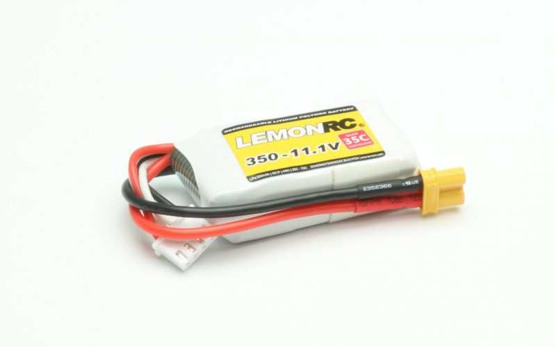 LiPo Battery Lemon RC 3S/350mAh, 11.1V, 35/70C, 48x25x14 mm, 38g, # 15701