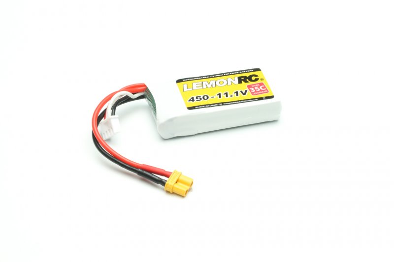 LiPo battery Lemon RC 3S/450mAh, 11.1V, 35/70C, 60x30x14 mm, 44g, # 15703