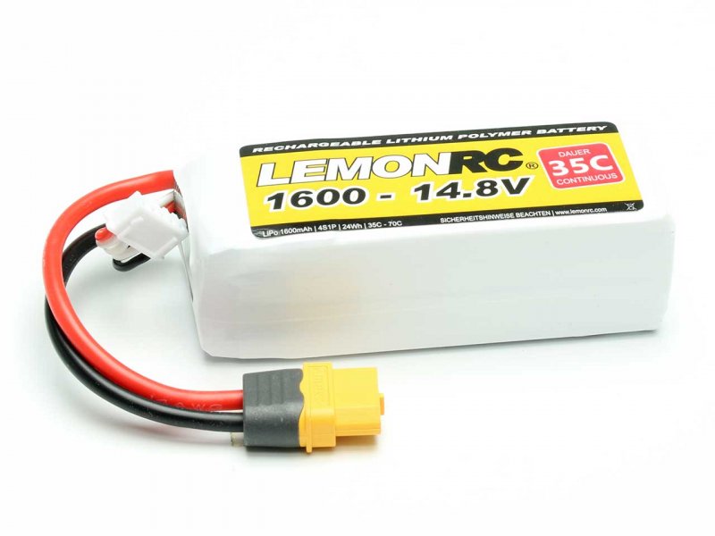 LiPo Battery Lemon RC 4S/1600mAh, 14.8V, 35/70C, 86x40x34 mm, 172g, # 15715