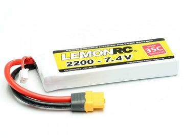LiPo Battery Lemon RC 2S/2200mAh, 7.4V, 35/70C, 108x35x15mm, 124g, # 15719