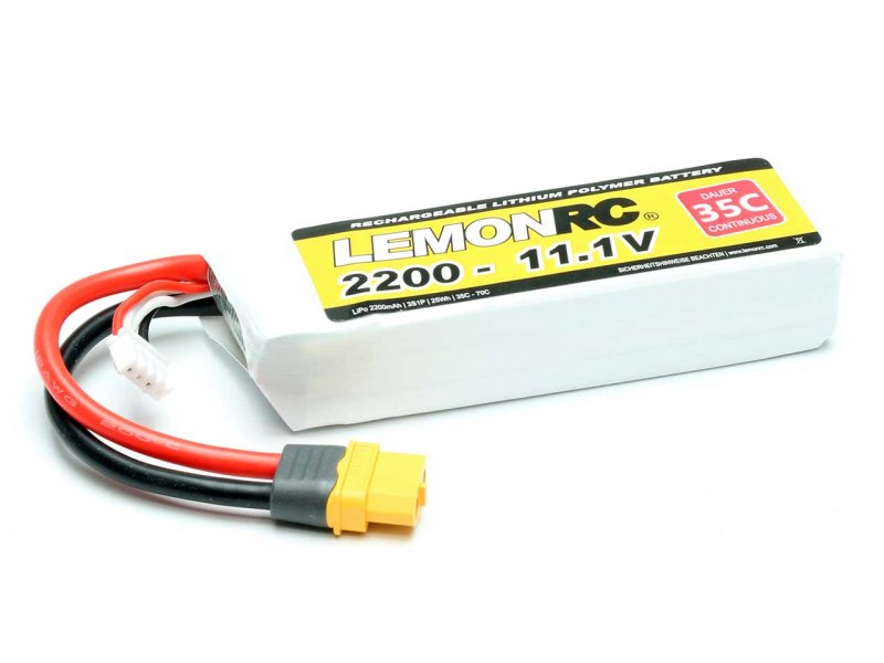LiPo Battery Lemon RC 3S/2200mAh, 11.1V, 35/70C, 108x35x22mm, 176g, # 15720