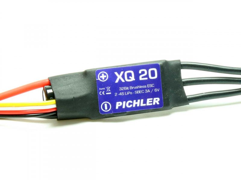 Brushless Regler XQ+ 20 SLIM, 20/30A, 2-4 LiPo/LiIo, BEC 6V, 3A, Pichler # 15920