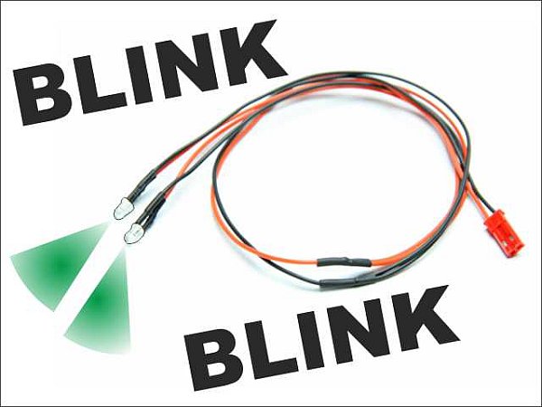 LED Kabel blinkend(grün), Kabel m. 2 LEDs, 410mm mit BEC-Anschlussbuchse, # 5452