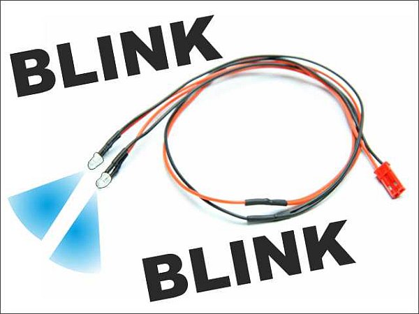 LED Kabel blinkend(blau), Kabel m. 2 LEDs, 410mm mit BEC-Anschlussbuchse, # 5455