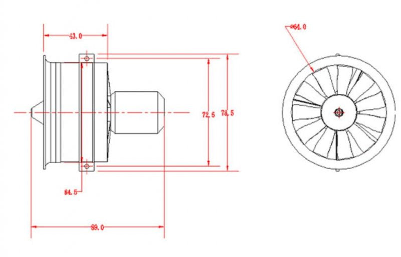 Impellereinheit ø 64mm, 3900 U/min/V, Pichler # C9768