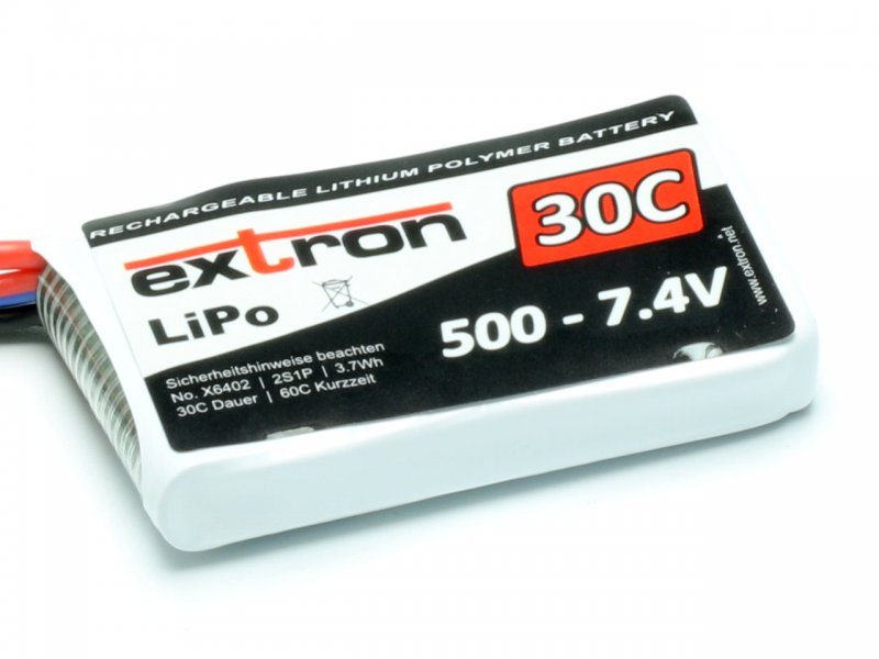 Lipoly-Akku Extron X2, 2S/500mAh, 30/60C, 55x31x9mm, 30g