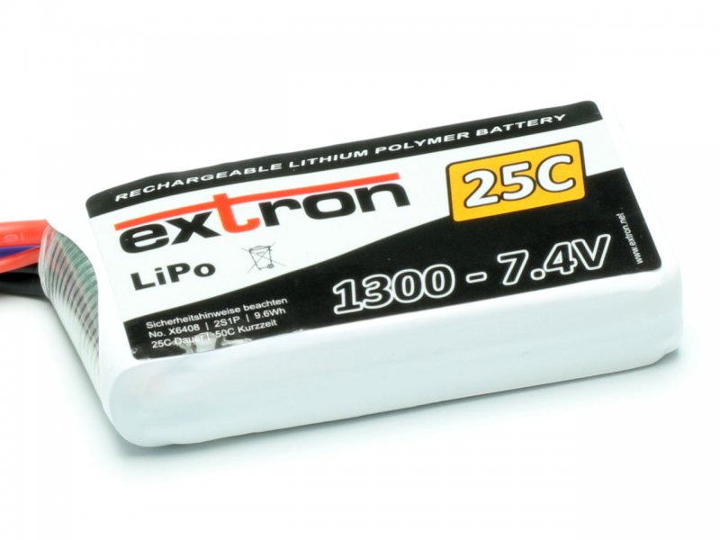 Extron X2 LiPo Battery, 2S/1300mAh, 25/50C, 68x34x14mm, 70g