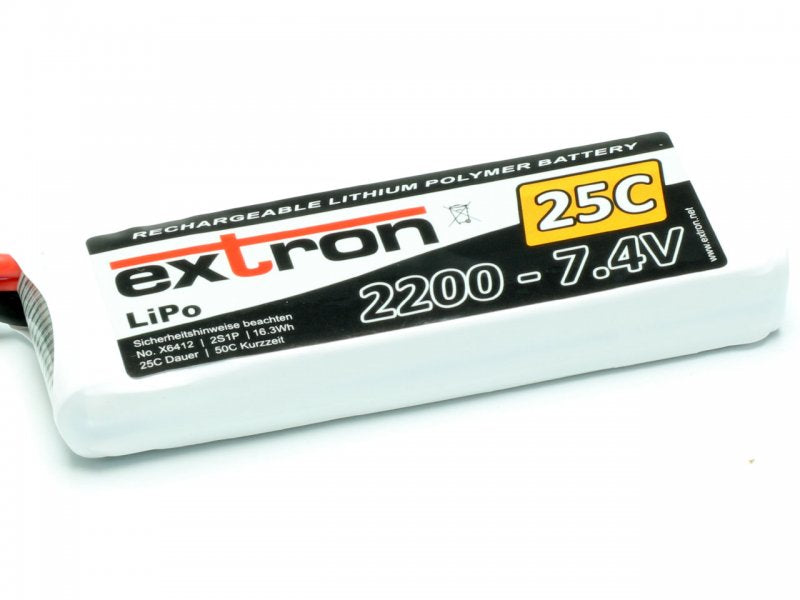 Lipoly-Akku Extron X2, 2S/2200mAh, 25/50C, 105x33x15mm, 115g