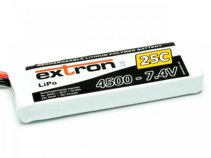 LiPo battery Extron X2, 2S/4500mAh, 25/50C, 138x45x19mm, 230g