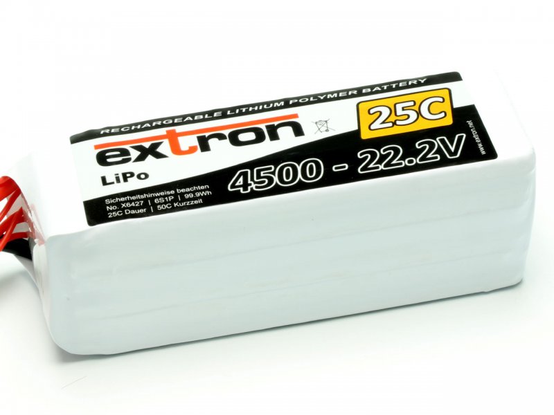 Lipoly-Akku Extron X2, 6S/4500mAh, 25/50C, 138x45x53mm, 645g