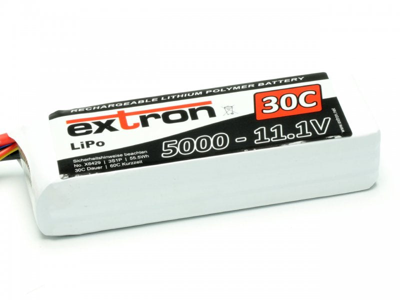 Extron X2 Lipo Battery, 3S/5000mAh, 30/60C, 138x45x31mm, 355g