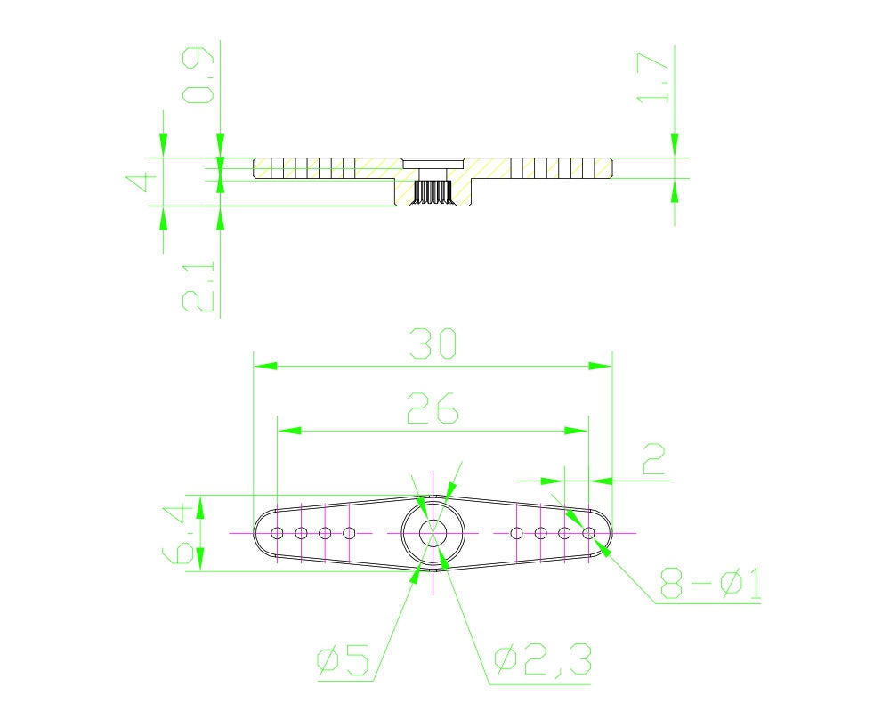 Servohebel zu AGF-RC SH-A06, Alu, 26mm beidseitig