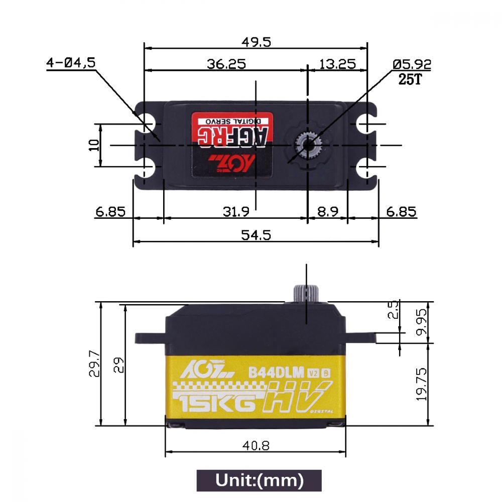 AGF-RC, B44DLM V2 MG Digital-Servo, 40.8x20.2x29mm, 44g, 150Ncm@8.4V