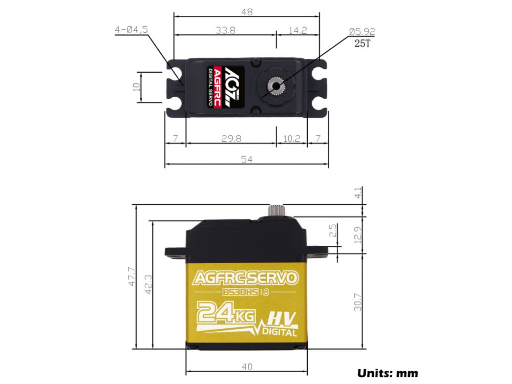 AGF-RC B53DHS, günstiges Power Servo, 40x20x42.3mm, 63g, 240Ncm/0.19s@8.4V