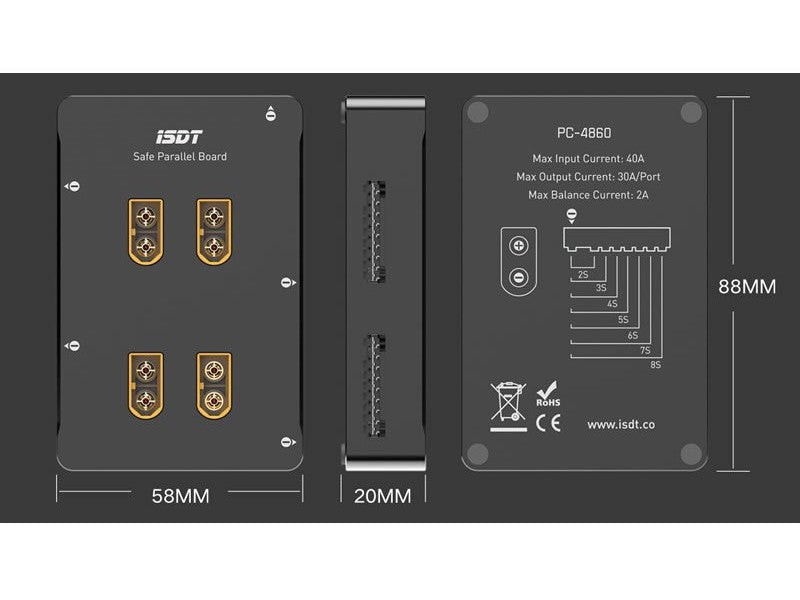 Safe Parallel Adapter, ISDT PC-4860, 4x 8S Parallel Ladeboard
