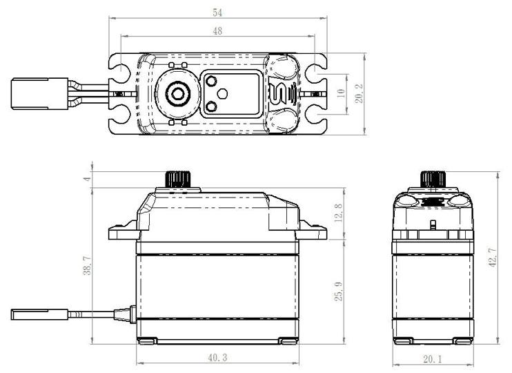 Savox SB-2273SG+ HV Digital Servo, 40.3x20.2x38.7mm, 69g, 350Ncm/0.095sec @8.4V