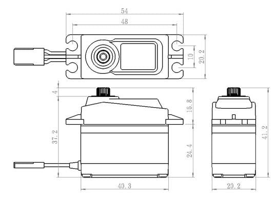 Savox SC-1256TG Black Edition Servo, 40.3x20.2x37.2mm, 53g, 200Ncm/0.15sec.@6V"